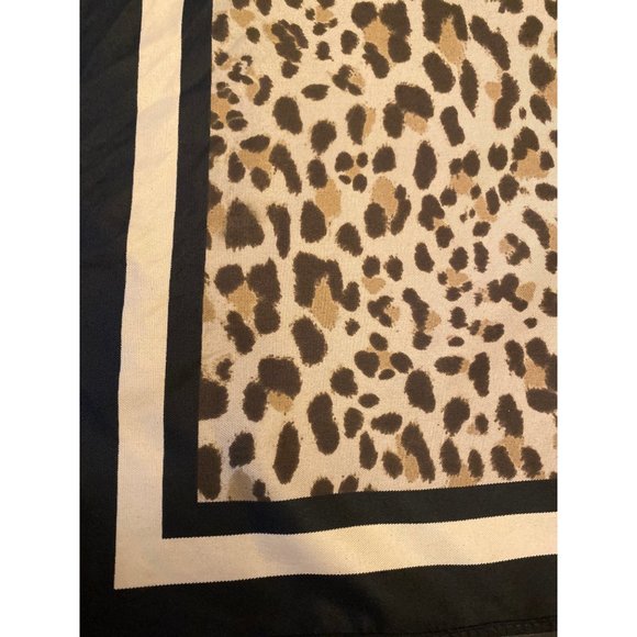 Animal Print Brown Black Silk Scarf Square - Picture 2 of 5